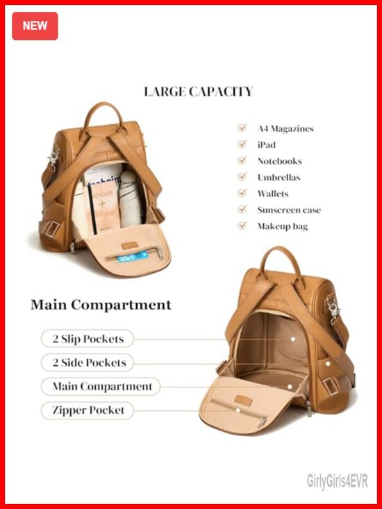 Genuine Leather Anti-theft Fashion Backpack Purse for Women main image 4